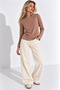 Women's Light Brown Crew Neck Long-Sleeve Blouse - 5