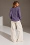 Women's Lilac and Brown Striped Cotton Crew Neck Oversized Blouse - 5