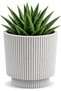 Small Ribbed Planter with Twist-Lock Drip Tray, 10.5 cm Plant Pot with 8 cm Opening and Drainage