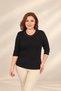 Women's Blouse with Beaded Collar Detail, Stretch Fabric Viscose, Plus Size