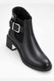 Women's Black Ankle Boots with Buckles, Elastic Details, and Zip-Up Boots - 4
