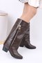 Women's Two-Piece Below-the-Knee Buckled Boots with Thick Heels - 3