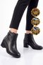 Stylish, Comfortable Women's Black Genuine Leather Zip-Up Heeled Boots 92157-1