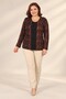 Women's Leopard Print Blouse with Paneled Front, Stone Embellishments, Long Sleeves, Stretch Viscose, Plus Size - 2