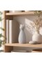 Ribbed Cat Statue 12.4 cm, Modern Minimal Cat Sculpture with Pointed Ears, Shelf and Desk Decor - 2