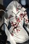 White Sakura Hooded Harajuku Y2K Long-Sleeve Cropped Top - 2