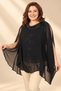 Plus-Size Chiffon Cape with Satin Collar and Sequin-Embellished Hem with Boat Neck Design - 2
