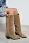 Utah Rome Beige Suede Pointed Toe Chunky Block Heel Women's Dallas Boots - 7