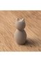 Minimalist Cat Figurine 8.6 cm, Ribbed Scandinavian Statue, Small Modern Sculpture for Shelf, Beige - 6