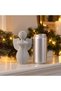 Modern Angel Figurine 13 cm, Ribbed Minimalist Guardian Angel Statue, Light Gray, Light Gray - 3