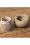 Mushroom Trinket Box 7 cm, Ribbed Decorative Container with Screw-On Lid for Rings, Olive Beige - 6