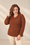 Women's V-Neck, Bird-Embroidered, Long-Sleeved, Stretch Fabric Viscose Plus-Size Blouse - 2