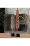 Modern Feather Sculpture Set of 2, 28 cm and 24 cm Decorative Leaf Statues on Round Stands, White - 7