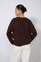 V-Neck Italian Raglan Oversized Wool Sweater, Coffee - 7