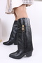 Women's Two-Piece Below-the-Knee Buckled Boots with Thick Heels - 3