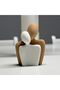 Couple Figurine 13.5 cm, Minimalist Abstract Love Statue of Two Embracing Figures, Beige - 7
