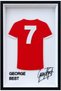 George Best No. 7 Collectible Jersey Frame, 23 x 15 cm, Red Football Shirt Decor for Desk & Shelf