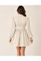 Women's High Neckline Low-Cut Detailed Waist Fitted Balloon Sleeve Mini Dress - 4