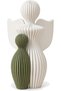 Guardian Angel with Child Figurine 13 cm, Modern Ribbed Angel Statue, White & Olive, White Olive