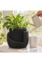 Ribbed Planter with Drip Base 16.5 cm, 12 cm Opening, Black - 3