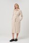 Midi Length Velvet Dress with Front Pockets and Belted Waist for Pregnant Women—CREAM - 5