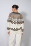 Jacquard Bicycle-Neck Knit Cardigan, Ecru - 7