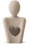 Mother Figurine with Heart, 13.3 cm Minimalist Abstract Statue, Modern Home Decor Sculpture, Beige