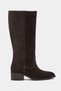 Tiny Bitter Coffee Suede Pointed-Toe Block Heel Women's Riding Boots - 4