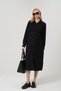 Midi Length Velvet Dress with Front Pockets and Belted Waist for Pregnant Women—BLACK - 5