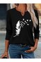 Mix-Printed Cotton-Lycra Half-V-Neck Short-Sleeved Blouse