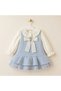 2-Piece Set of Ruffled Tweed Jilbab Dress and Shirt, Blue