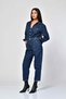 WhatsUp Double-Pocket Full-Length Button-Down Denim Jumpsuit - Blue - 3