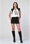 Miss Poem Suede-Textured Mini Skirt - Black-Black - M - 3