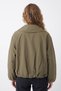 Women's Khaki Shirt Collar Zipper-Front Lined Transitional Bomber Jacket - 4