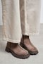 Denada Light Beige Suede Leather Women's Zip-Up Boots with Round Toe and Thick Sole