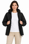 Women's Waterproof Softshell Jacket with Fleece Lining, Detachable Hood, and 4 Pockets - Black