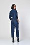 WhatsUp Double-Pocket Full-Length Button-Down Denim Jumpsuit - Blue - 6