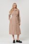 Midi Length Velvet Dress with Front Pockets and Belted Waist for Pregnant Women, MILKY COFFEE - 4