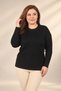 Women's Full-Length Corded Fabric Oversized Plus-Size Knit Tunic Blouse with Sleeve Detail and Buttoning - 3