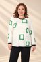 Women's Plus-Size Viscose Knit Blouse with Checked Pattern and Button Detail on the Back - 3