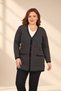 Women's Button-Front, Pocketed, Geometric Patterned Plus-Size Acrylic Cardigan - 3