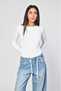 Wide-Leg Jeans with Striped Detail and Lace-Up Detail - Blue - 3