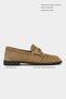 Mirage Rome Beige Suede Leather Women's Loafers with Metal Buckle Detail - 2