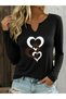 Mix-Printed Cotton-Lycra Half-V-Neck Short-Sleeved Blouse