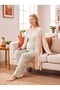 New Season Green-Patterned Winter Double-Breasted Collar Design Long-Sleeve 100% Cotton Maternity and Postpartum Robe and Pajama Set - 5