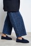Mirage Navy Suede Leather Women's Loafers with Metal Buckle Detail - 7