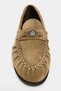 Mirage Rome Beige Suede Leather Women's Loafers with Metal Buckle Detail - 5