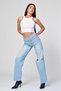 High-Rise, Ripped, Wide-Leg Jeans - Blue - 6