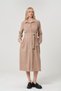 Midi Length Velvet Dress with Front Pockets and Belted Waist for Pregnant Women, MILKY COFFEE - 7