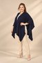 Women's Open-Front Skirt with Ruffled Hem and Poncho - 3